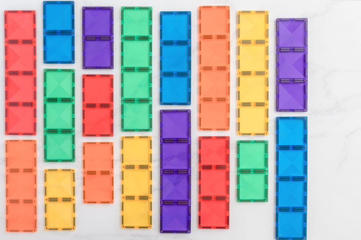 Connetix Magnetic Tiles - 18 Piece Rainbow Rectangle Set