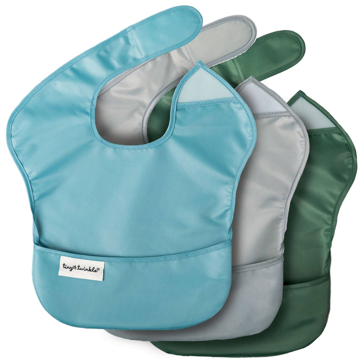 3 Mess-Proof Easy Bibs - Slate Olive