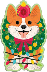 48 Piece Scratch and Sniff Shaped Mini Puzzle - Christmas Corgi