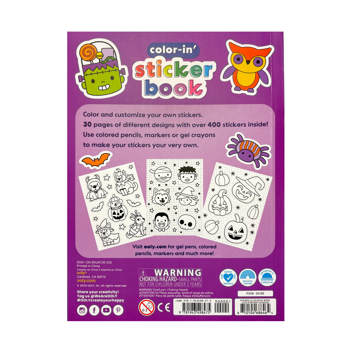 Color-in' Sticker Book - Cute n Spooky Doodles