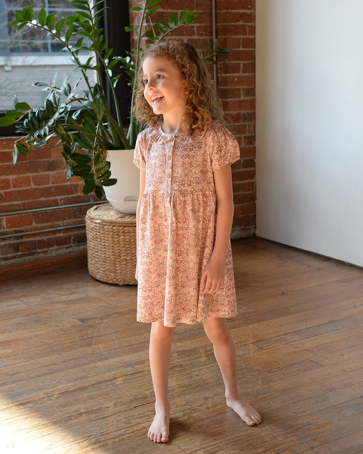 City Mouse Frill Collar Henley Dress - Spring Bouquet