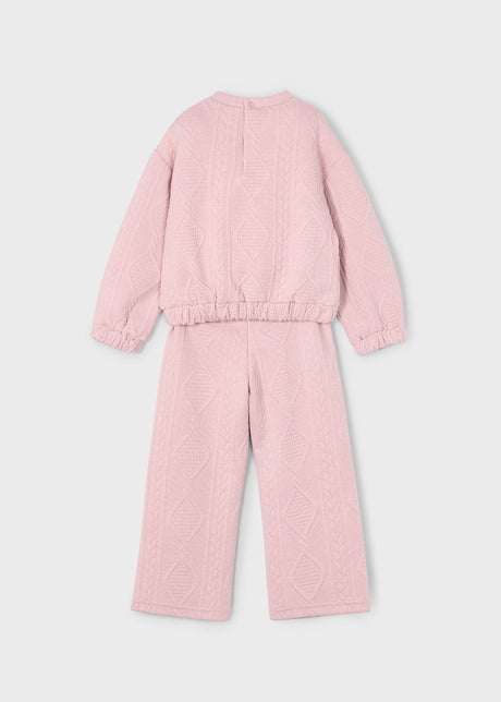 Textured Tracksuit Set - Pink
