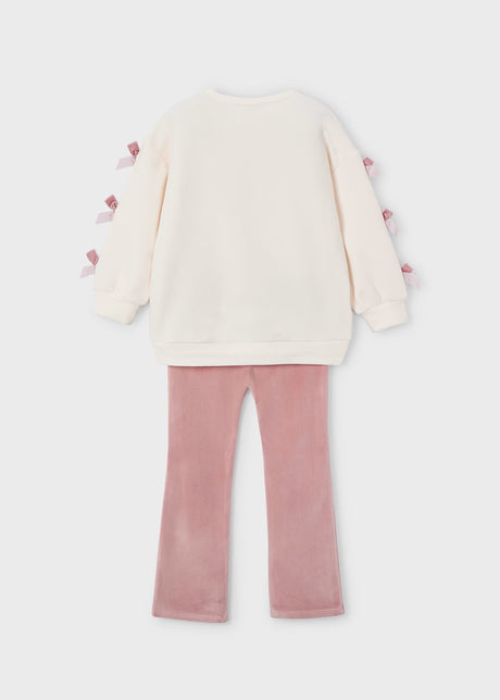 Pullover and Velour Flares - Blush