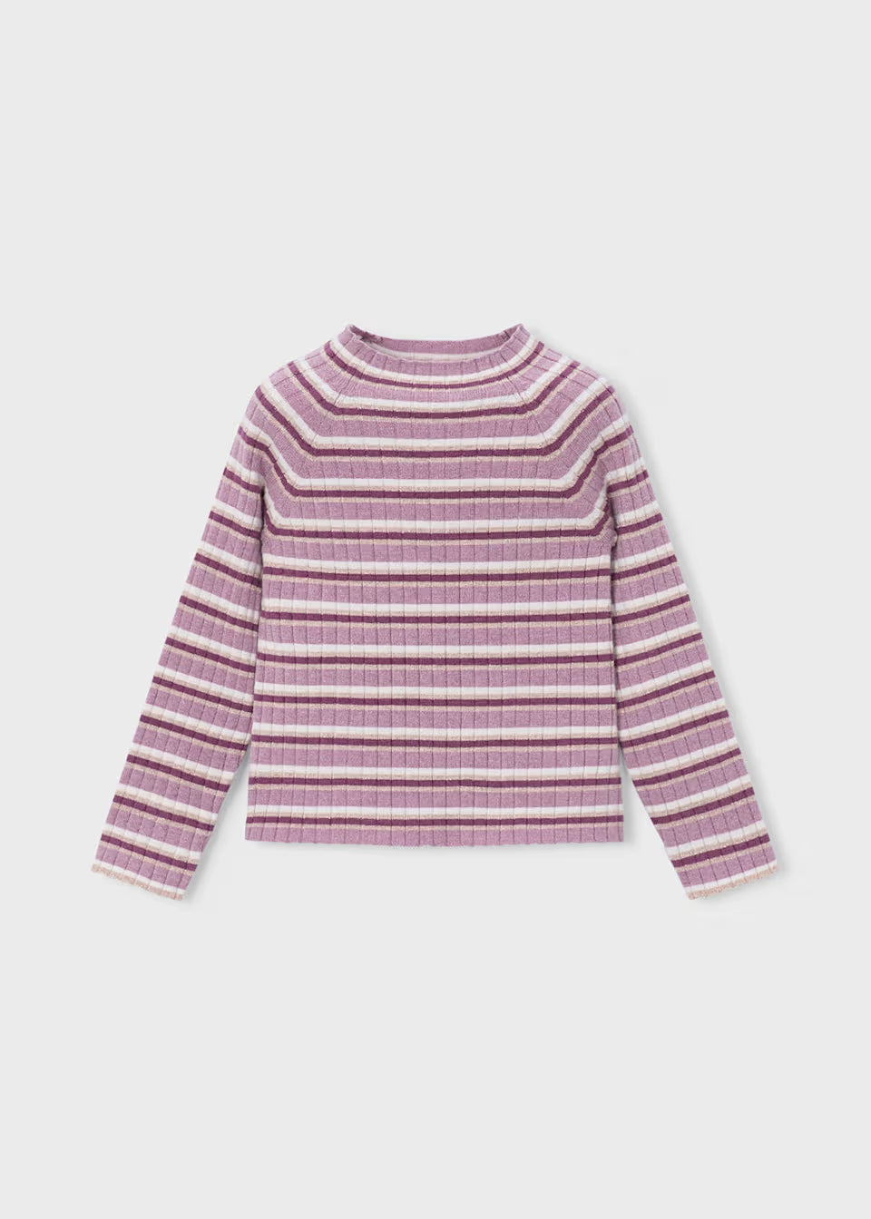 Ribbed Mock Neck Sweater - Violet Stripe