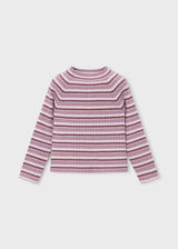 Ribbed Mock Neck Sweater - Violet Stripe