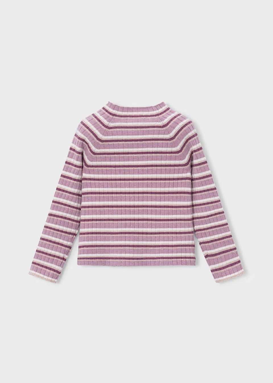 Ribbed Mock Neck Sweater - Violet Stripe