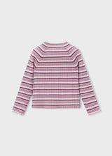 Ribbed Mock Neck Sweater - Violet Stripe
