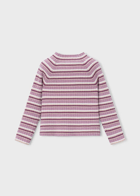 Ribbed Mock Neck Sweater - Violet Stripe