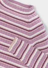 Ribbed Mock Neck Sweater - Violet Stripe