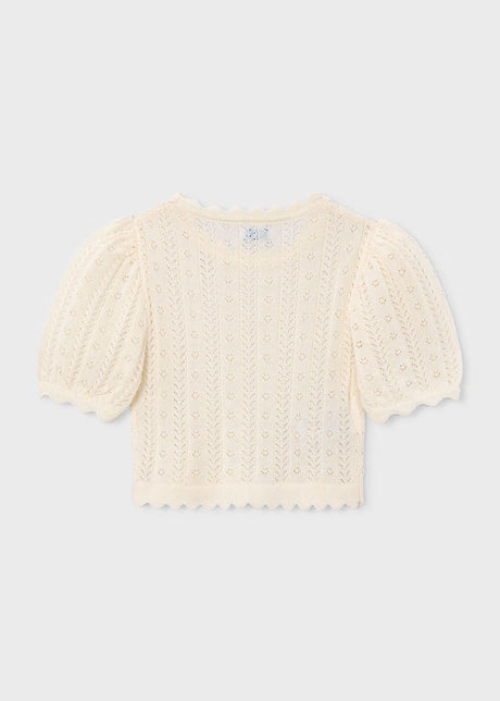 Knit Puff Sleeve Tee - Bone