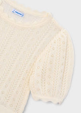 Knit Puff Sleeve Tee - Bone