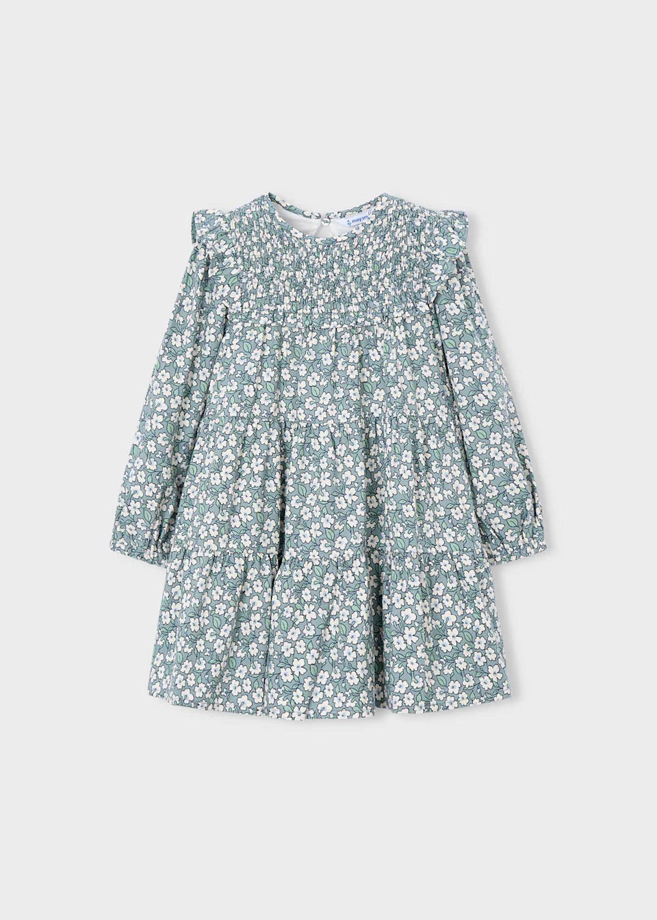 Smocked Floral Dress - Sage