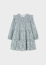 Smocked Floral Dress - Sage