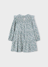 Smocked Floral Dress - Sage