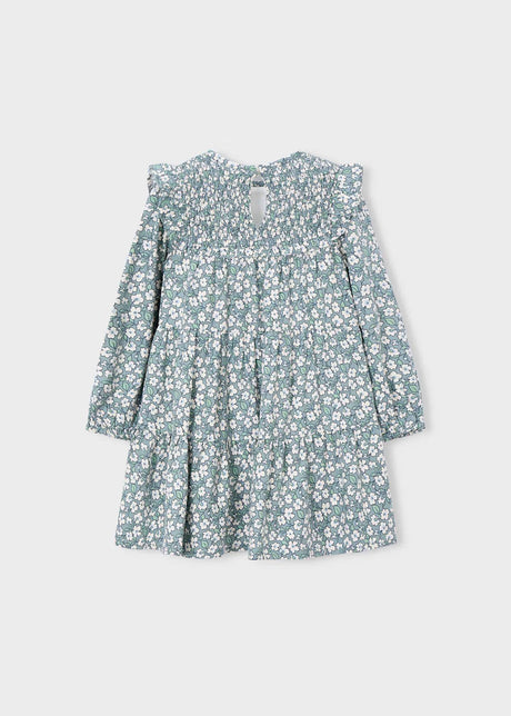 Smocked Floral Dress - Sage