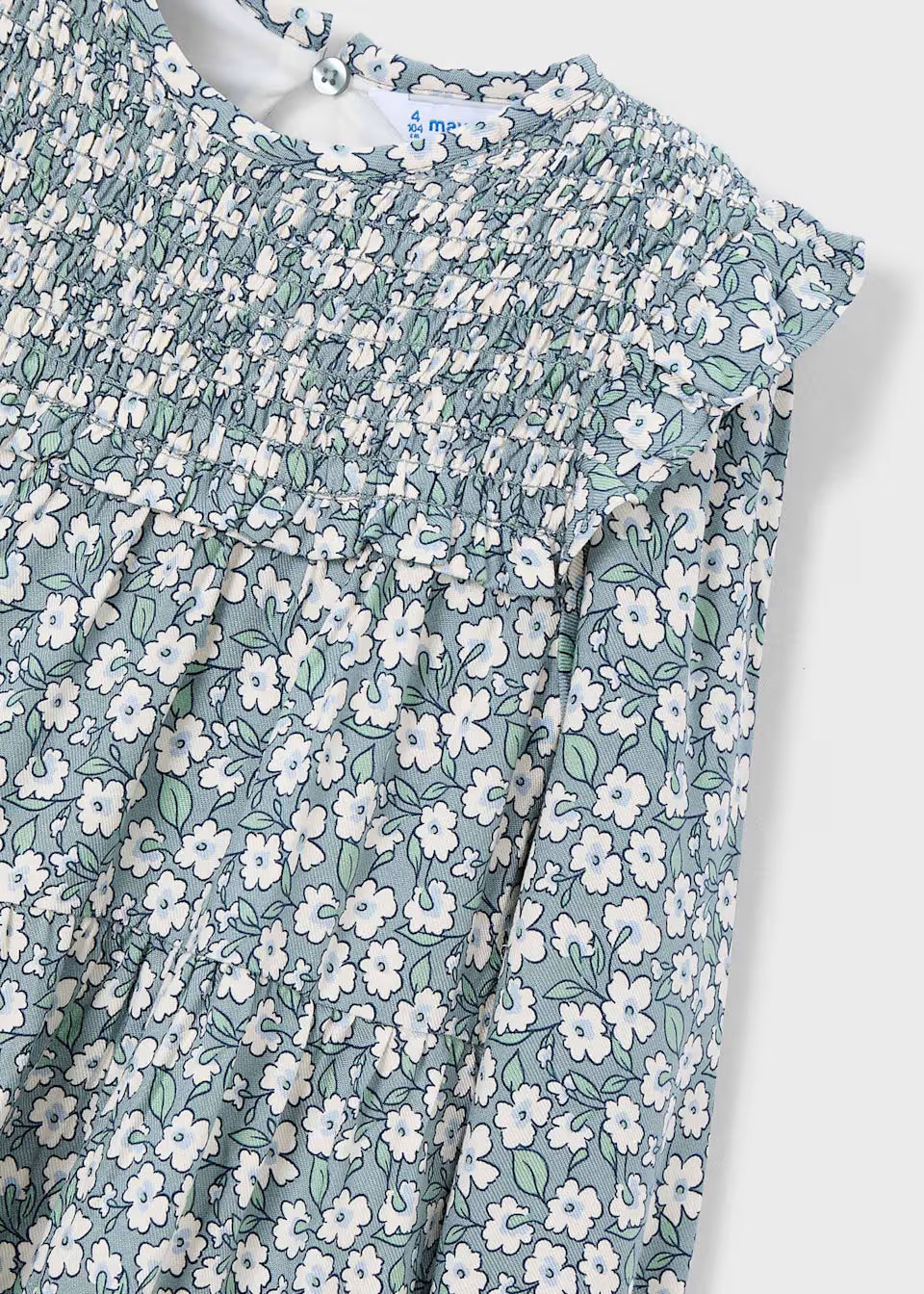 Smocked Floral Dress - Sage