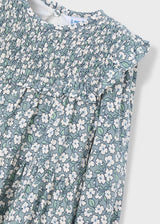 Smocked Floral Dress - Sage