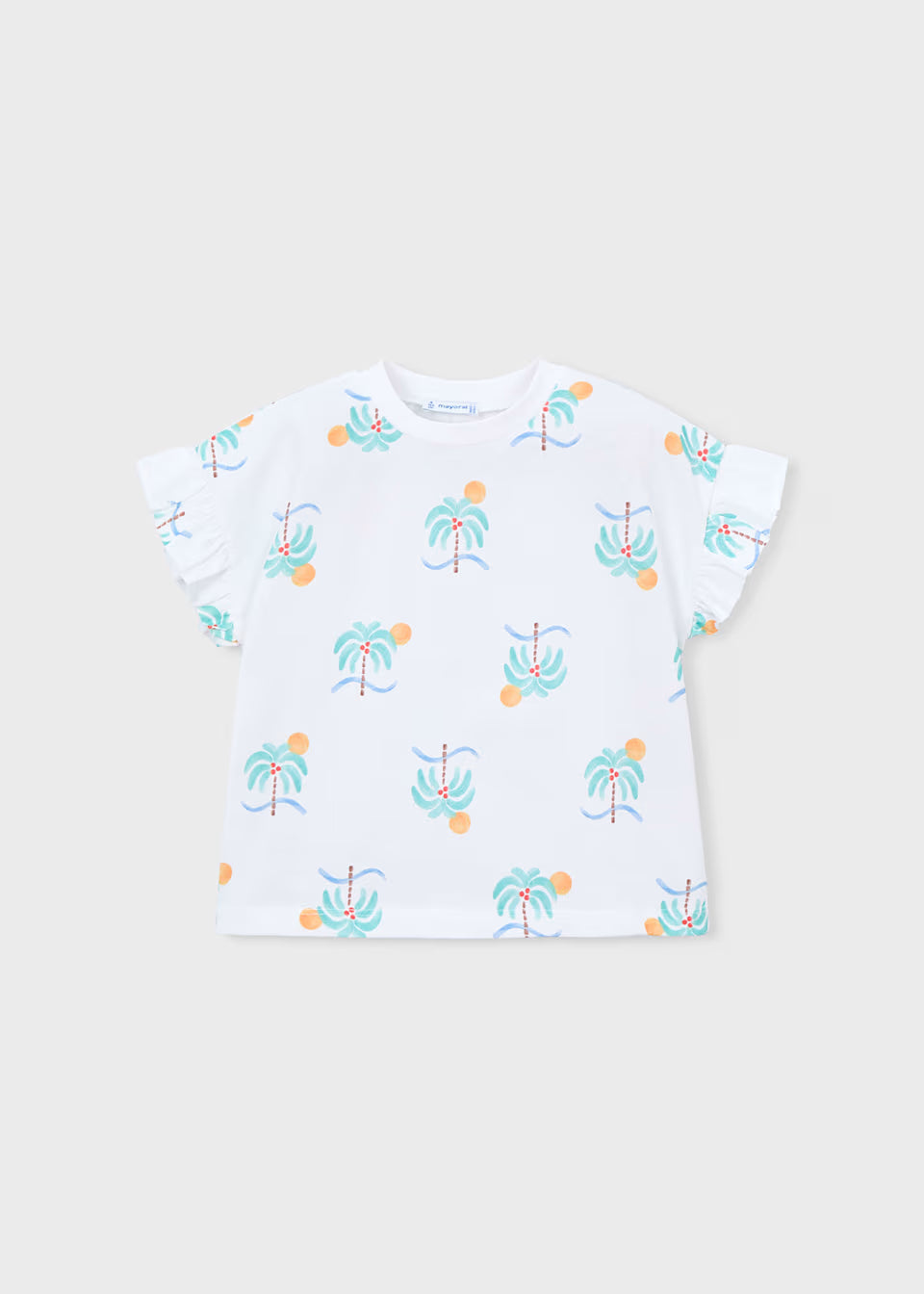 Ruffle Sleeve Tee - Palms