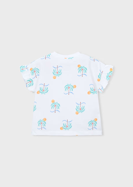 Ruffle Sleeve Tee - Palms