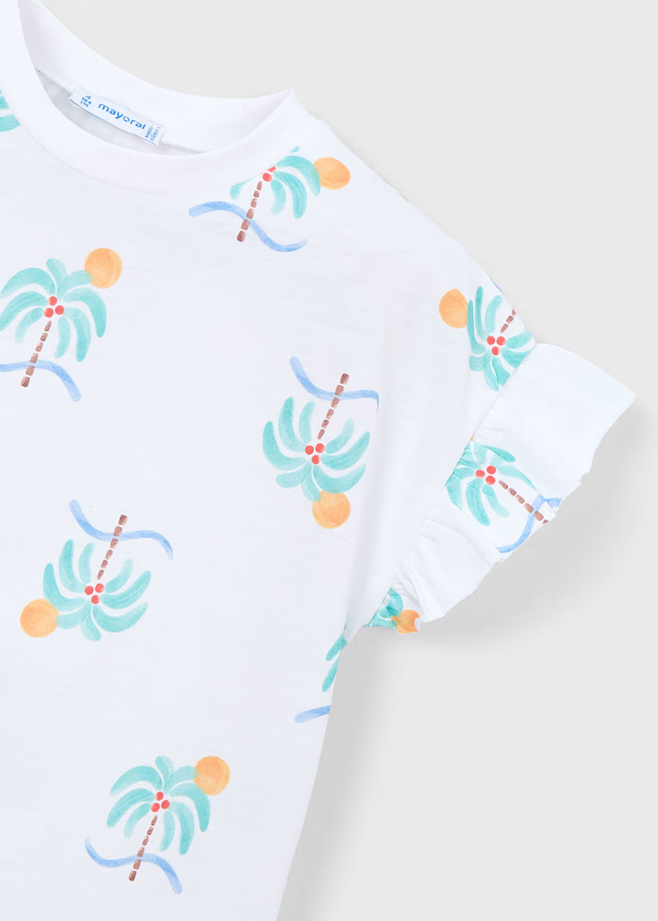 Ruffle Sleeve Tee - Palms