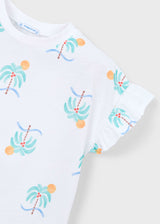 Ruffle Sleeve Tee - Palms
