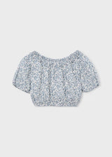 Puff Sleeve Top - Blue Floral