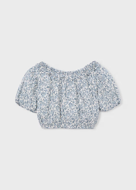 Puff Sleeve Top - Blue Floral