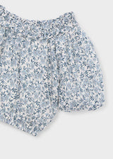 Puff Sleeve Top - Blue Floral