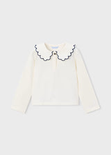 Scallop Collar Top - Cream