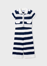 Crochet Outfit Set - Navy Stripe