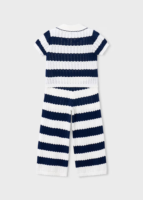 Crochet Outfit Set - Navy Stripe