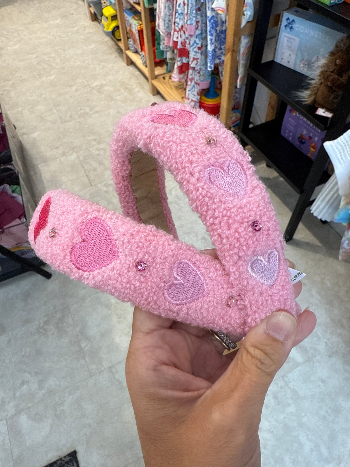 Sherpa Headband - Pink Hearts