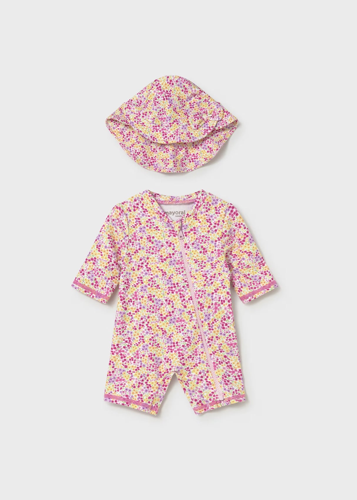 Ruffle Rashguard and Hat - Rose