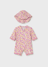 Ruffle Rashguard and Hat - Rose