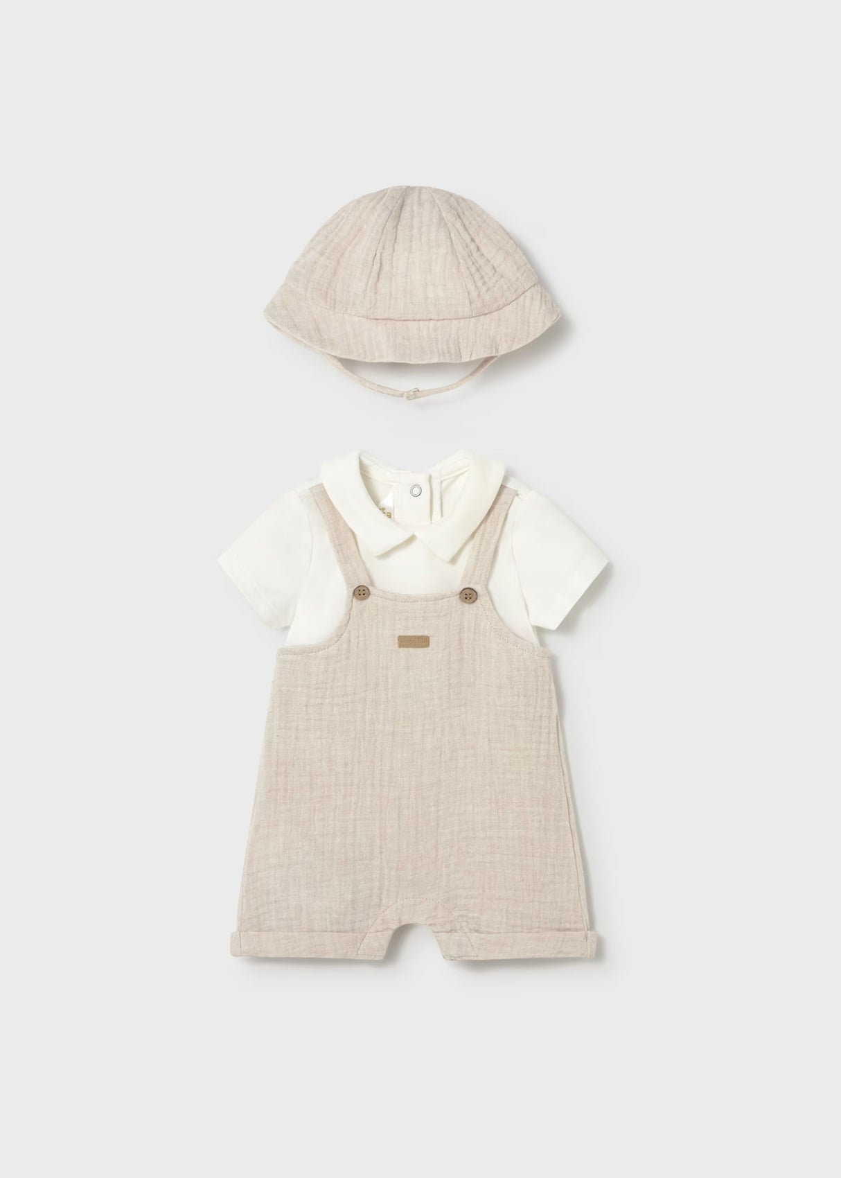 Overall Romper and Hat - Oat