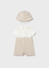 Overall Romper and Hat - Oat