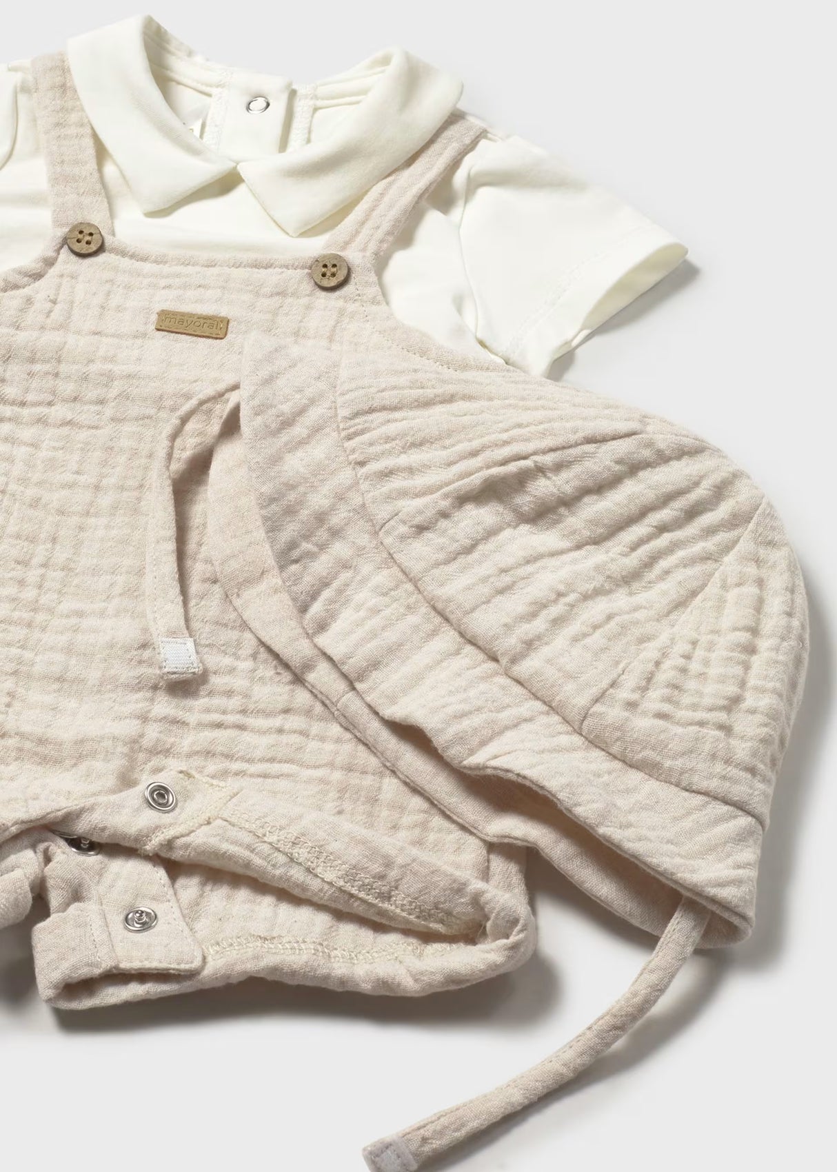 Overall Romper and Hat - Oat