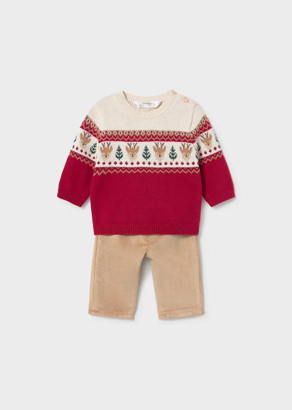 Sweater and Cords Outfit - Red
