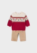 Sweater and Cords Outfit - Red