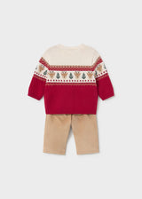 Sweater and Cords Outfit - Red