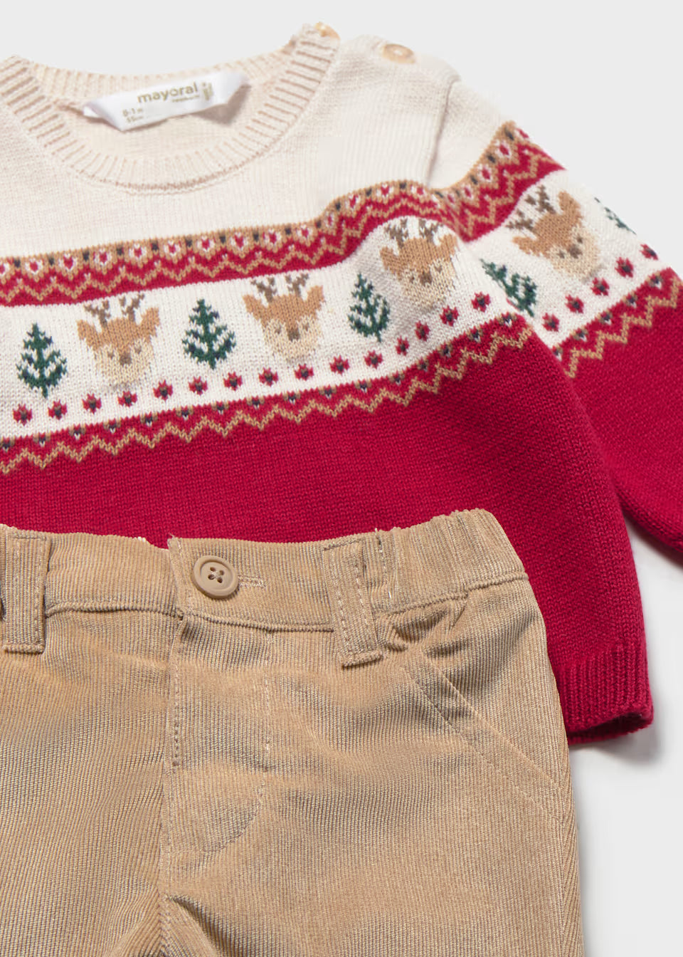 Sweater and Cords Outfit - Red