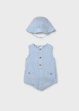 Tank Romper and Hat - Sky