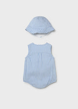 Tank Romper and Hat - Sky