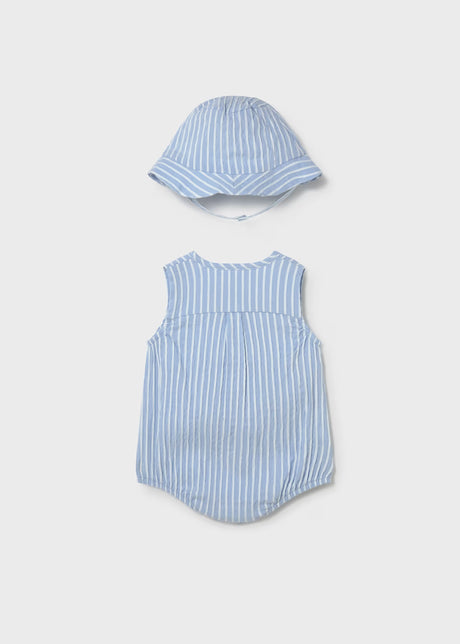 Tank Romper and Hat - Sky