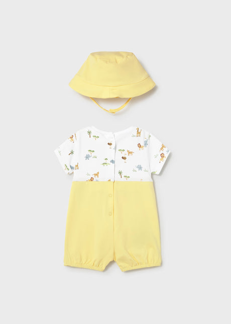 Overall Romper and Hat - Safari