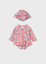 Rashguard Swimsuit and Hat - Coral