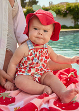 Two Piece Swimsuit and Hat - Strawberries