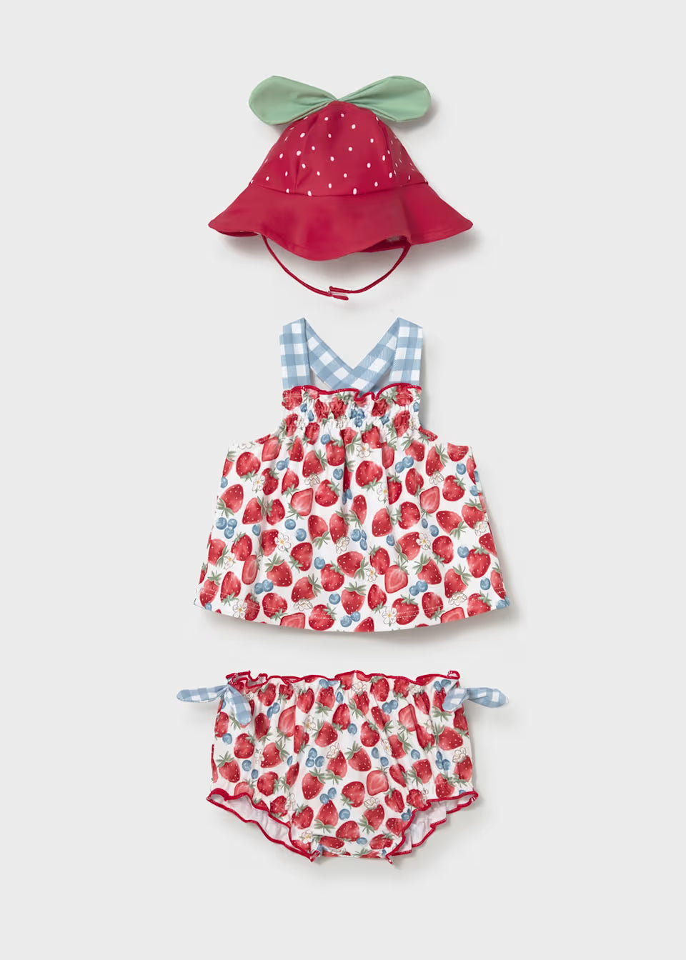 Two Piece Swimsuit and Hat - Strawberries