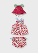 Two Piece Swimsuit and Hat - Strawberries