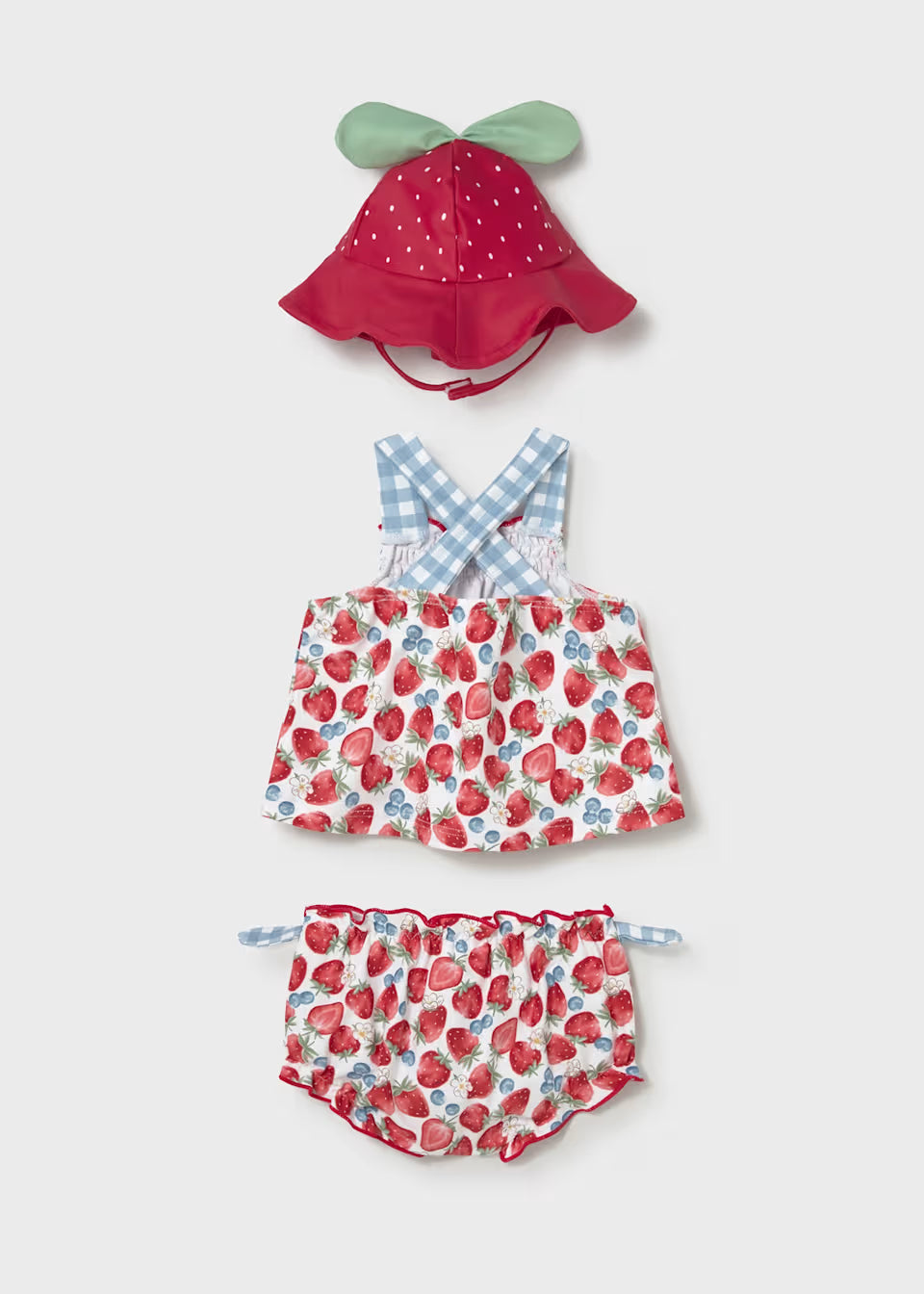 Two Piece Swimsuit and Hat - Strawberries